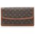 Louis Vuitton Brown Monogram Pochette Dame GM Leather Cloth Pony-style calfskin  ref.223964