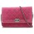 Portafoglio Chanel in velluto rosa Matelasse Boy con catena Panno  ref.223969