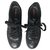 Prada Sapatilhas de topo baixo Preto Couro Borracha Nylon  ref.224148