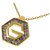 Givenchy Gold Hexagon G Logo Rhinestone Pendant Necklace Golden Metal  ref.224329