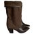 Walter Steiger Cloth and snakeskin leather boots Brown Chocolate Exotic leather  ref.224446