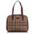 Burberry Brown Haymarket Check Canvas Shoulder Bag Multiple colors Leather Cloth Pony-style calfskin Cloth  ref.224909