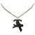 Chanel Black CC Ribbon Pendant Necklace Metal  ref.224985