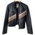 Vintage hermosa chaqueta de cuero negro Beige Blanco roto  ref.225072