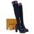 Louis Vuitton Patent Leather Knit Over Knee  Boots Sz. 38,5 Black  ref.225216