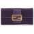 Fendi Purple Suede Leather Long Wallet Golden Pony-style calfskin  ref.225546
