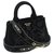 Prada Black Impuntu Velour Satchel Leather Velvet Pony-style calfskin Cloth  ref.225642