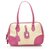 Prada Brown Canvas Handbag Pink Beige Leather Cloth Pony-style calfskin Cloth  ref.225893