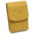 Cigarreira Chanel Yellow CC Caviar Amarelo Couro  ref.225912
