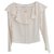 Chanel AW00 Open Back Frill Neck Blouse Cream Polyester  ref.225989