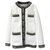 Chanel 18Ein weißer schwarzer Tweed Quilt Puffer Jackenmantel Polyamid  ref.226099