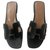 HERMès ORAN BLACK FLAT SANDALS NEW E Leather  ref.226708
