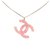Collier pendentif CC rose Chanel Plastique Argenté  ref.227775