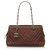 Chanel Brown CC Chevron Leather Shoulder Bag Nubuck  ref.228316