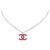 Chanel Silver CC Necklace Silvery Pink Metal  ref.228375