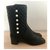 Chanel boots in black leather  ref.229473