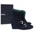 Chanel  Black Suede Tweed Wedge Ankle Boots Booties Sz. 39  ref.229519