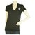 Dsquared2 D2 Top de camiseta feminina negra de manga curta com decote em V - tamanho S / 40 Preto Algodão  ref.229840