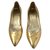 Sergio Rossi Golden low heeled pumps Leather  ref.229858