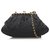 Bolso bandolera de satén negro Chanel Paño  ref.230297