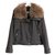 Yves Salomon Fur Collar Short Jacket Khaki Polyester  ref.230881
