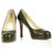Christian Louboutin 110mm punta redonda zapatos de plataforma marrón oscuro Talla de tacones 35,5 Cuero  ref.231491
