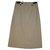 Long midi A-line skirt Ralph Lauren Cream Leather Cotton Elastane  ref.231559