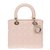 Esplêndida Christian Dior - Bolsa Lady Dior MM cannage de couro rosa, Garniture en métal argenté, Nova Condição  ref.231599