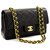 Chanel 2.55 gefütterte Klappe 9"Chain Shoulder Bag Black Lambskin Purse Schwarz Leder  ref.232665