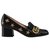 GUCCI   Embroidered leather mid-heel pump Black  ref.232898