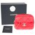 Ravissant Mini sac/Portefeuille Chanel en cuir rouge, garniture en métal argenté  ref.233197