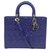 Sac Lady Dior de Christian Dior Cuir vernis Bleu Violet  ref.233616