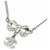 Chanel Silver CC Ribbon Rhinestone Pendant Necklace Silvery Metal  ref.233708