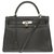 Hermès Espléndido bolso de Hermes Kelly devuelto 32cm correa de hombro de piel Togo negra, Ribete de metal plateado Palladie Negro Cuero  ref.234336