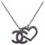 Chanel Silver CC Heart Pendant Necklace Silvery Metal  ref.234729