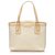 Burberry White Canvas Handbag Brown Beige Leather Cloth Pony-style calfskin Cloth  ref.234826