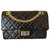 Chanel 2.55 Mini sac à main à rabat simple en cuir vieilli matelassé Reissue Noir  ref.235565