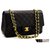Chanel 2.55 lined flap 10" Chain Shoulder Bag Black Lambskin Leather  ref.236234
