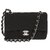 Esplêndida bolsa Chanel Mini Timeless em tweed preto, Garniture en métal argenté, Nova Condição  ref.236374