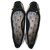 Chanel Sapatilhas de balé com logotipo da CC Preto Bege Cinza Suécia Couro Cetim  ref.236375