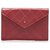 Chanel Red CC Wild Stitch Leder Kartenhalter Rot Kalbähnliches Kalb  ref.236559