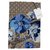 Gucci Stola gg höchster neuer Blumendruck Blau Mehrfarben Wolle  ref.237221