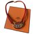 Hermès Necklaces Red Gold hardware Leather Gold-plated  ref.237441