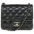 Splendid Chanel Timeless Mini square handbag in black nappa leather, Garniture en métal argenté, almost new !  ref.237956