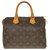 L'essenziale borsa Louis Vuitton Speedy 25 in tela rivestita monogramma e pelle naturale in ottime condizioni Marrone  ref.238130