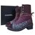 Chanel  Burgundy Leather Tweed Ankle Boots Sz. 38  ref.238160