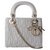 Lady Dior mini white bag Eggshell Leather  ref.238177