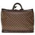 Louis Vuitton Magnífica bolsa de viaje "Cruiser" en lona a cuadros ébano y cuero marrón, guarnición en métal doré Castaño Lienzo  ref.238381
