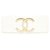 Chanel XLARGE WHITE CC Cru Gold hardware Couro Metal  ref.238695