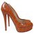 CHRISTIAN LOUBOUTIN Bianca  Crocodile Pumps Heels Shoes Sz.39 Orange Leather  ref.239253